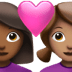 👩🏾‍❤️‍👩🏽 couple with heart: woman, woman, medium-dark skin tone, medium skin tone display on Apple